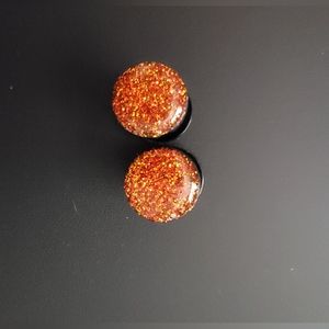 Orange glitter faux plugs